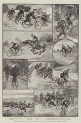 Freiwillige Radfahrer bei der Arbeit, Radfahrersektion 1. Freiwilligenbataillon des Duke of Cambridge